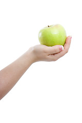 Image showing green apple in hand