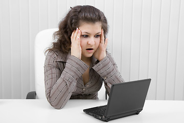 Image showing surprised woman with laptop