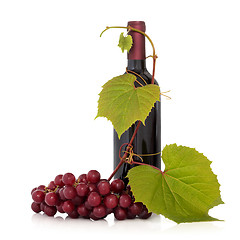 Image showing Red Wine and Grape Vine