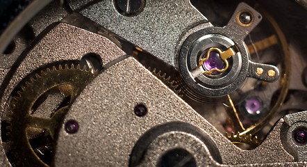 Image showing Closeup of small metal cogs