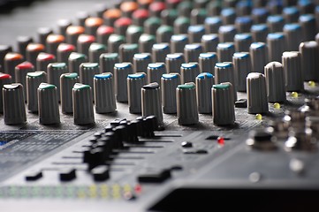 Image showing Part of an audio sound mixer with buttons