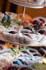 Image showing A plate of chocolates with other treats