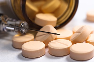 Image showing Medicine against white isolated background with syringe