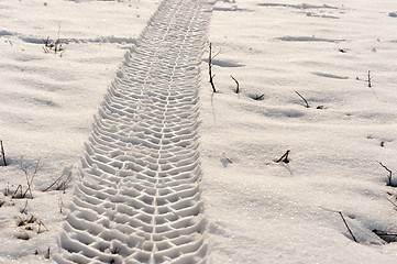 Image showing Tire track in the snow