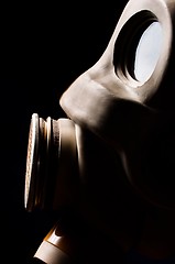 Image showing Closeup of a gasmask with copyspace