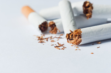 Image showing Broken cigarettes isolated on white background