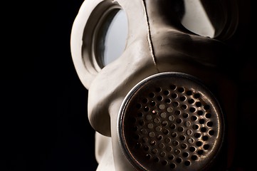 Image showing Closeup of a gasmask with copyspace