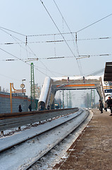 Image showing Train station with tunnel at winter