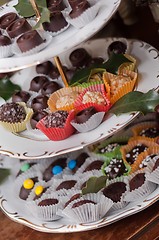 Image showing A plate of chocolates with other treats