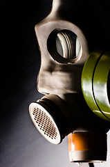 Image showing Dark gasmask on enlighted background