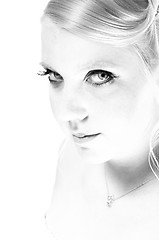 Image showing Beautiful young bride in black and white