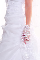 Image showing Part of a girl in beautiful wedding dress