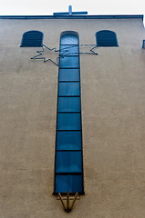 Image showing Church in the fog with star and cross