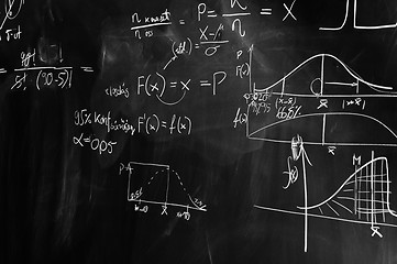 Image showing black and white picture of a chalk board with formulas