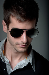 Image showing Portrait of a young man wearing sunglasses