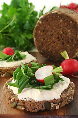 Image showing Wild garlic canapé