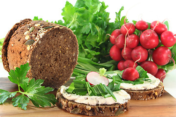 Image showing Wild garlic canapé