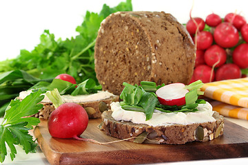 Image showing Wild garlic canapé