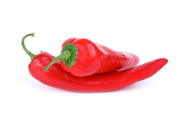 Image showing Pair of withered red sweet peppers