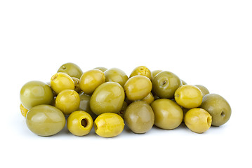 Image showing Small pitted and giant olives