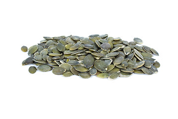 Image showing Pile of shelled pumpkin seeds