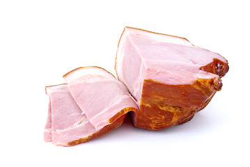 Image showing Piece of gammon and some slices