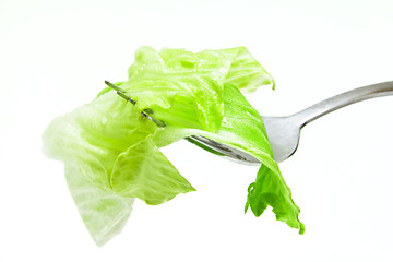 Image showing Salad on a fork