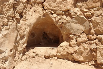 Image showing Triangular niche in ancient stone  wall 