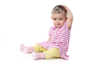 Image showing Cute baby girl in pink