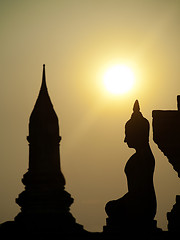 Image showing Stupa at sunset