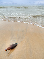 Image showing Bottle at seashore