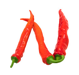 Image showing Letter N composed of chili peppers