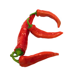 Image showing Letter E composed of chili peppers