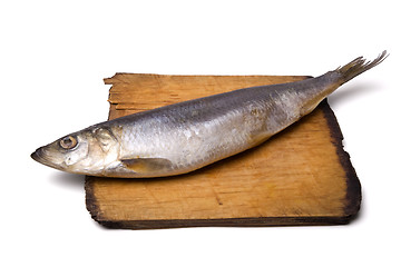 Image showing Herring on old wooden board