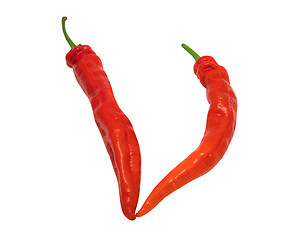 Image showing Letter V composed of chili peppers