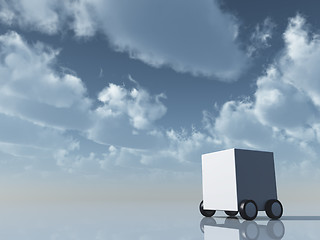 Image showing white box on wheels