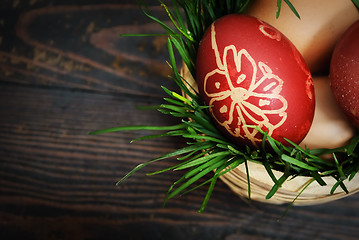 Image showing Red easter eggs