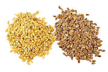 Image showing Brown and golden flax seed