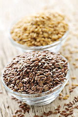 Image showing Brown and golden flax seed