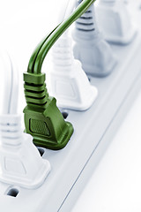 Image showing Wires plugged into power bar