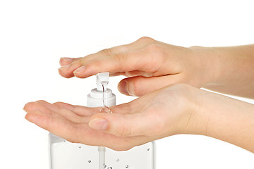 Image showing Hands with sanitizer gel
