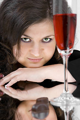 Image showing The beautiful young woman with wine glass