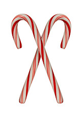 Image showing Two crossed candy canes on white