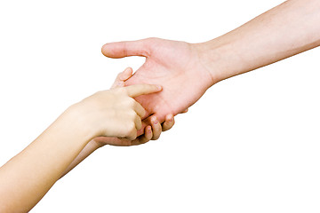 Image showing child guesses the man's hand