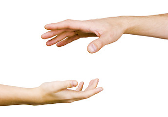 Image showing child's hand reaches for the men's hand