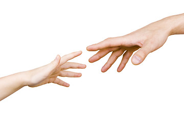 Image showing child's hand reaches for the men's hand