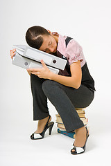 Image showing tired businesswoman