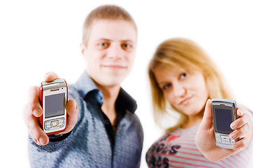 Image showing young people with mobile phones