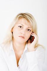 Image showing blonde with mobile phones