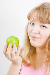 Image showing girl and an apple